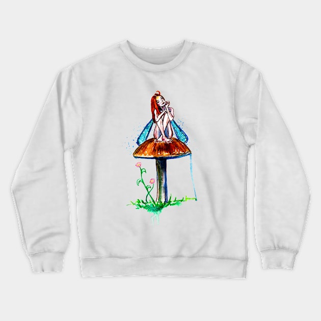 Mushroom Fairy and flowers Crewneck Sweatshirt by beaugeste2280@yahoo.com